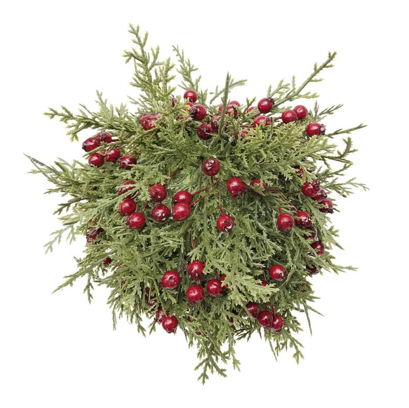 Palla di pino verde con bacche rosse, perfetta come decorazione di Natale